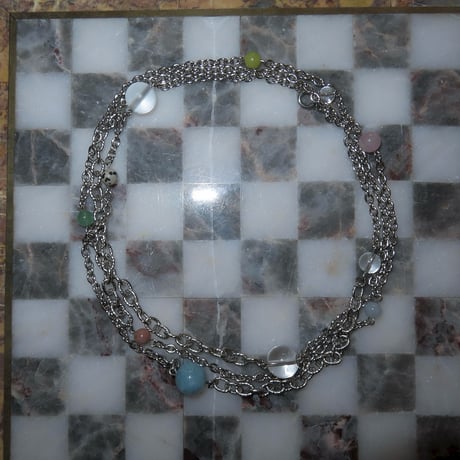 super long stone necklace-pale color-