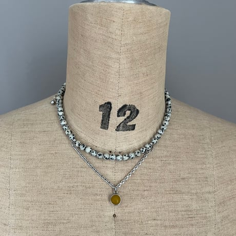 《再販》stone necklace-dalmatian jasper × agate