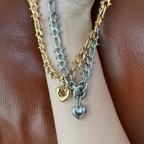 tsubu tsubu chain heart necklace-silver-