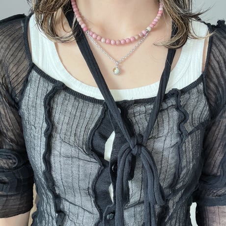 《再販》stone necklace-rhodonite × picture jasper