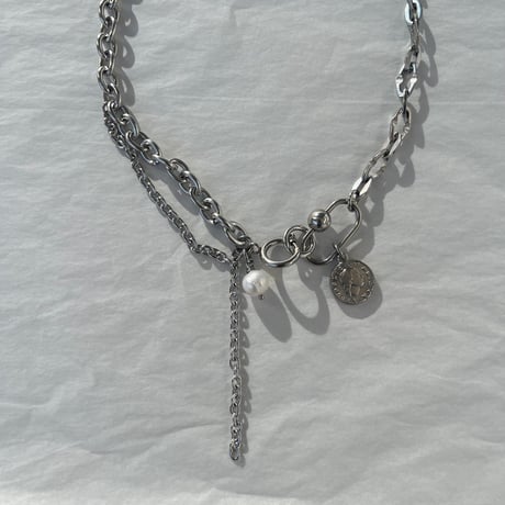 mix chain necklace-coin-