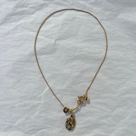 snake chain necklace-gold horse-