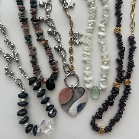 stone necklace-moon stone × fluorite