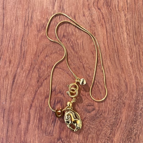 snake chain necklace-gold horse-
