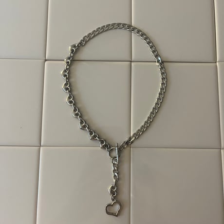 2way heart necklace -silver-