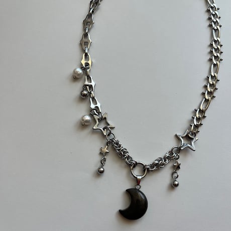 pyrite moon pendant necklace