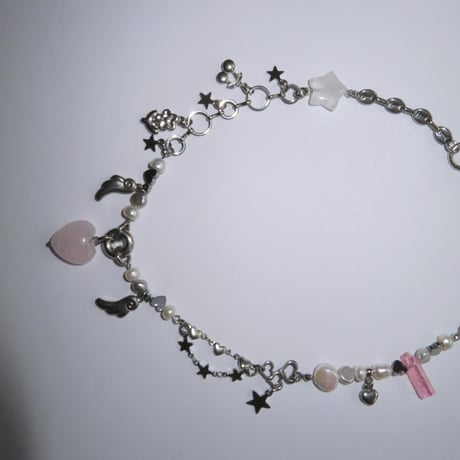 angel heart necklace*.❤︎₊ ⊹-rose quartz-