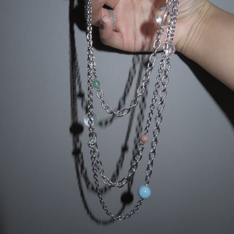 super long stone necklace-pale color-