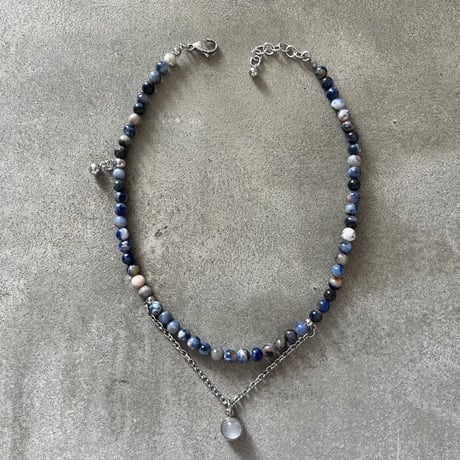 stone necklace-sodalite × white agate