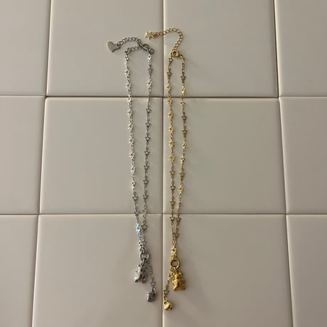 bear charm  necklace𖦹๋࣭ ⭑（silver/gold）