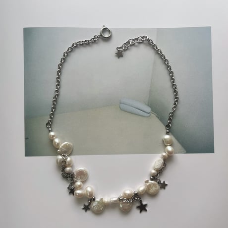 lovely pearl &star necklace  ༘𖤐˒˒*