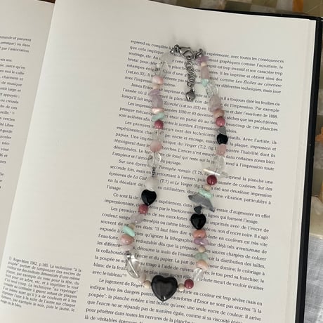stone necklace-heart obsidian-