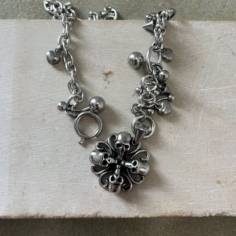 antique silver skull necklace