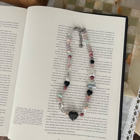 stone necklace-heart obsidian-