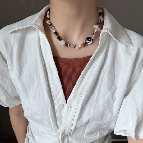stone necklace-yin yang mix-