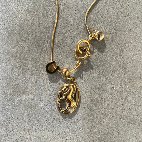 snake chain necklace-gold horse-