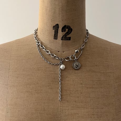 mix chain necklace-coin-