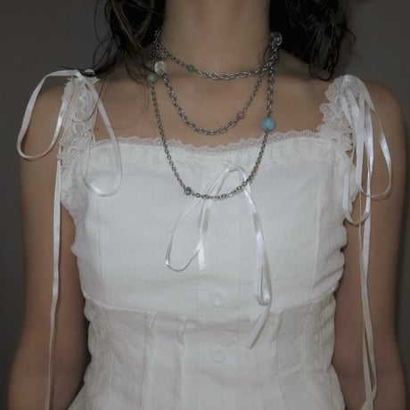 super long stone necklace-pale color-