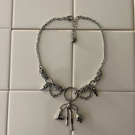ribbon♡skull necklace