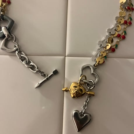 cherry♡heart necklace