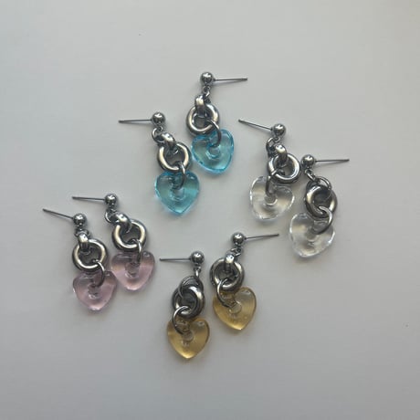 glass heart pierce（light blue/honey yellow/clear/pink）