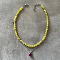 stone necklace-olive jade × agate