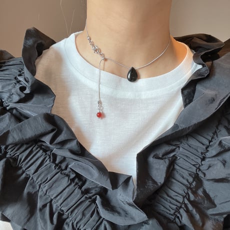 stone slide necklace-black onyx-