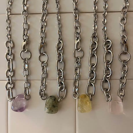 《再販》big stone necklace-citrine-