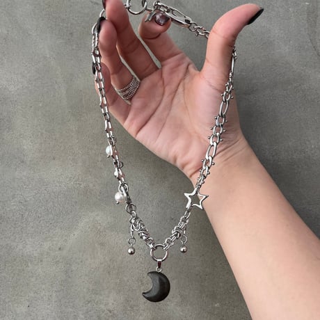 pyrite moon pendant necklace