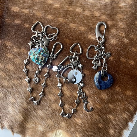 bag charm key chain-shell heart-