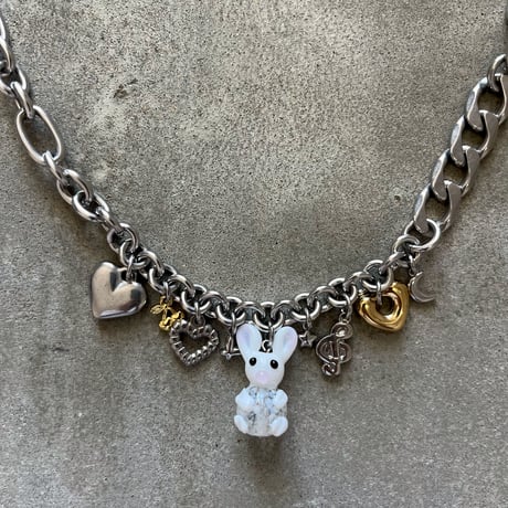 glass rabbit charm necklace