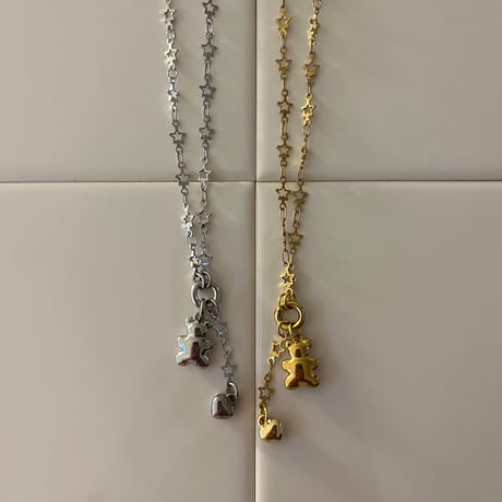 bear charm  necklace𖦹๋࣭ ⭑（silver/gold）