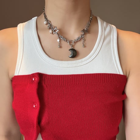 pyrite moon pendant necklace