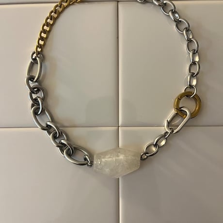 《再販》big stone necklace-quartz-