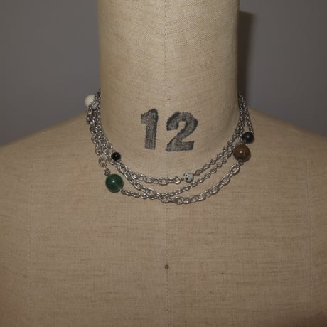 super long stone necklace-muted color-
