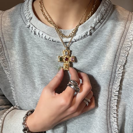 cross bijou necklace-gold-