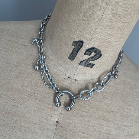 circular barbell necklace-combi chain-