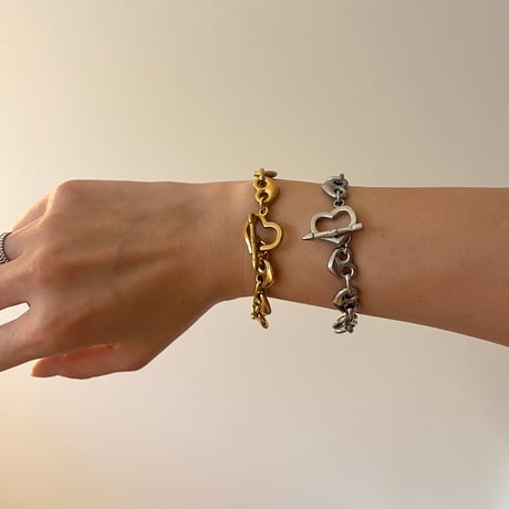 heartbeat chain bracelet*๑♡՞（silver/gold）