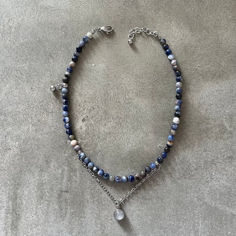 stone necklace-sodalite × white agate
