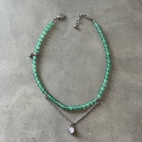 《再販》stone necklace-green aventurine×quartz