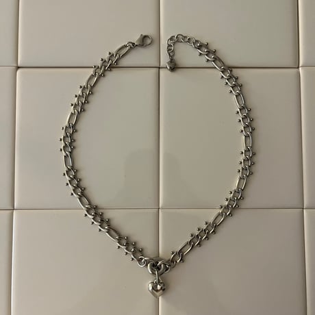 tsubu tsubu chain heart necklace-silver-
