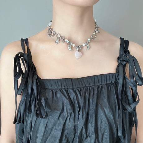 angel heart necklace*.❤︎₊ ⊹-rose quartz-