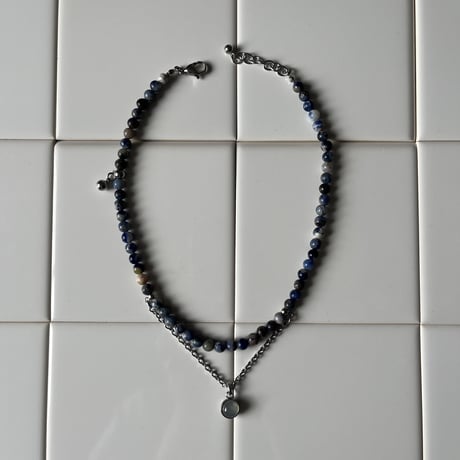 stone necklace-sodalite × white agate