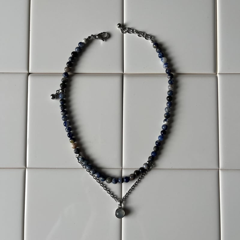 週末お値下げ☆レア☆made THAILAND☆隕石necklace stone necklace-sodalite × white agate | chipie