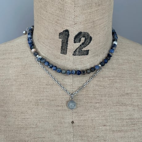 stone necklace-sodalite × white agate