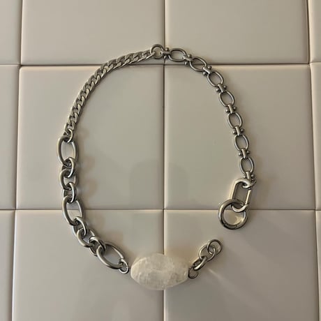 《再販》big stone necklace-quartz-（all silver）