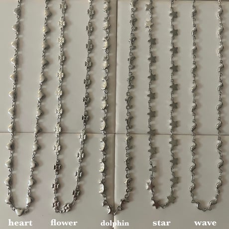 silver choker necklace（heart/flower/dolphin/star/wave）