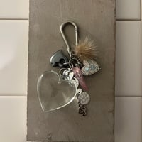 glass big heart key chain-♫-