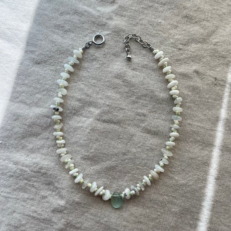 stone necklace-moon stone × fluorite