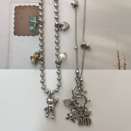 bear charm ball chain necklaceʕ•ᴥ•ʔ♡